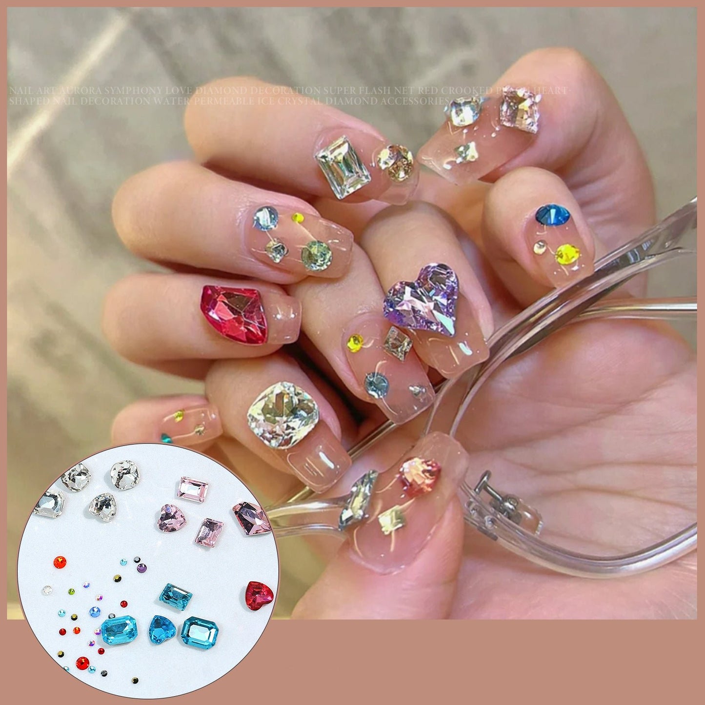 20PCS Heart-Shape 3D Flatback Crystal for Nail Arts