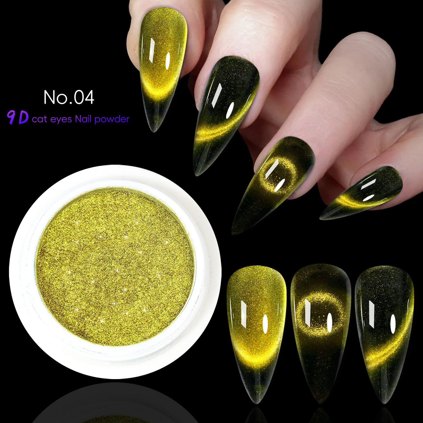 10 Colors Cat Eye Chrome Nail Powder Set Cat Eye Chrome Nail Powder Set With a Small Brush