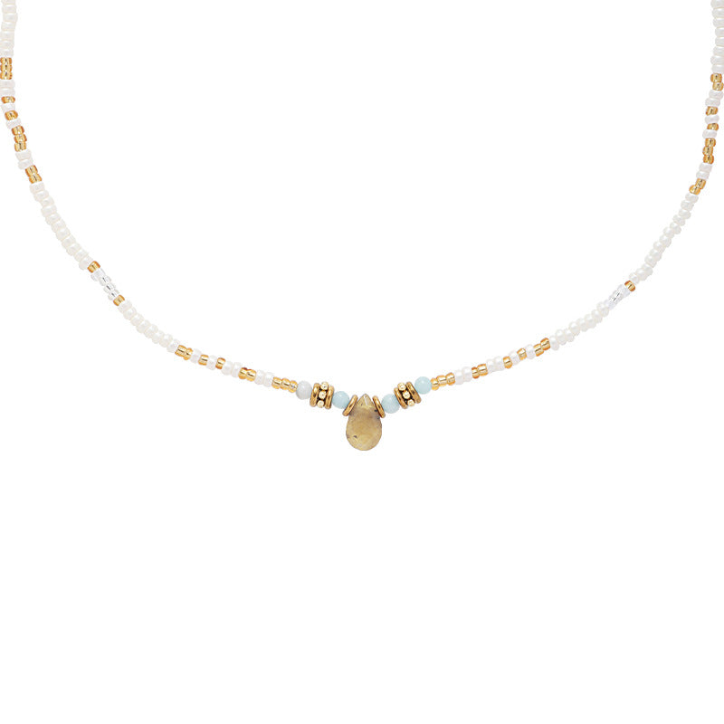 (Stainless)Eastern Enchantment Necklace: Miyuki Beads and Aventurine Harmony