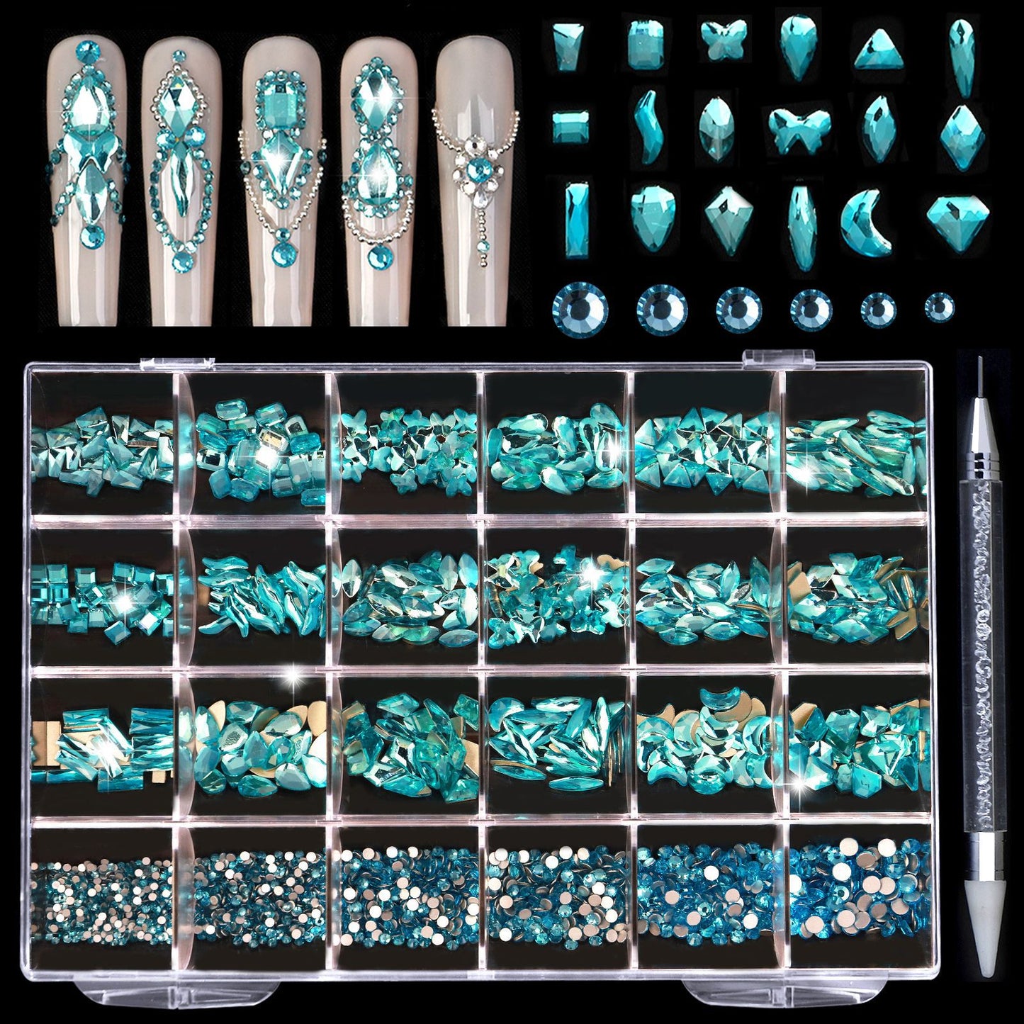 High Quality Bulk Multi-Size & Multi-Color Nail Art Rhinestones - Perfect for Professionals and DIY