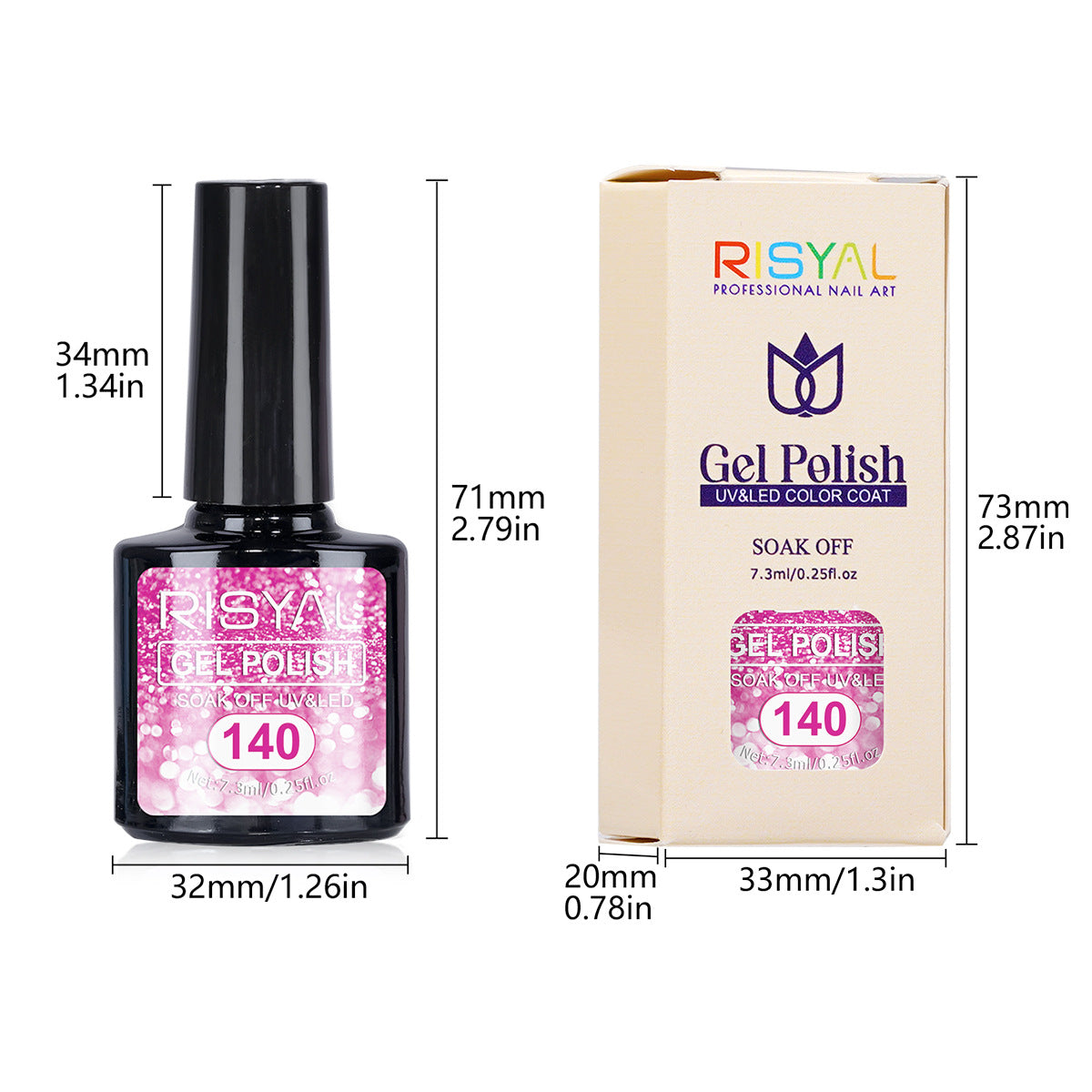 7.3ml Reflective Glitter Gel Polish (12 different color), Sparkly Shiny Gel Nail Art Varnish Manicure Kit, Soak Off LED Lamp