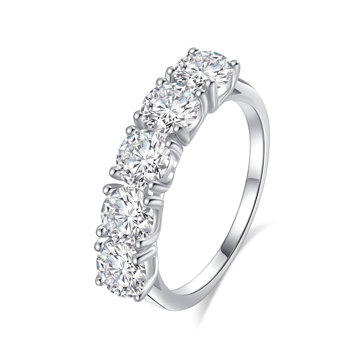 Fashionable Five-Row Moissanite Ring – Elegant & Luxurious