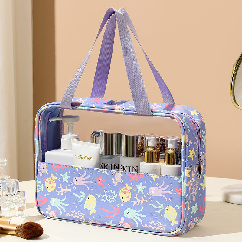 Ocean World Cosmetic Bags, PU Leather Clear Makeup Bag Travel Makeup Bag