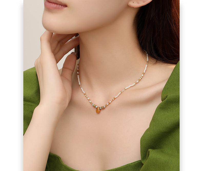 (Stainless)Eastern Enchantment Necklace: Miyuki Beads and Aventurine Harmony