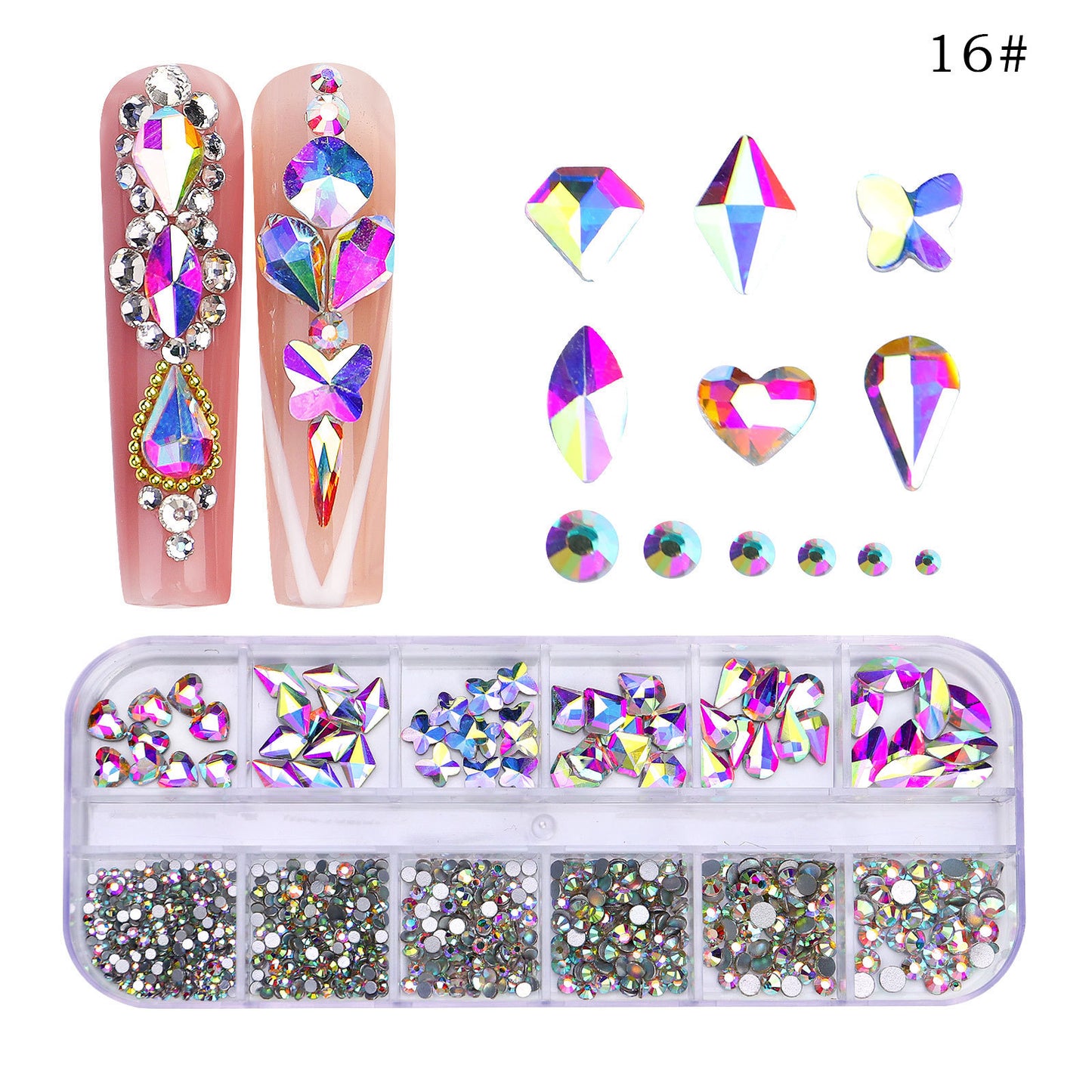 All the Nail Rhinestones you Want! (12 different Shape of 3D Gems, 28 different colors)
