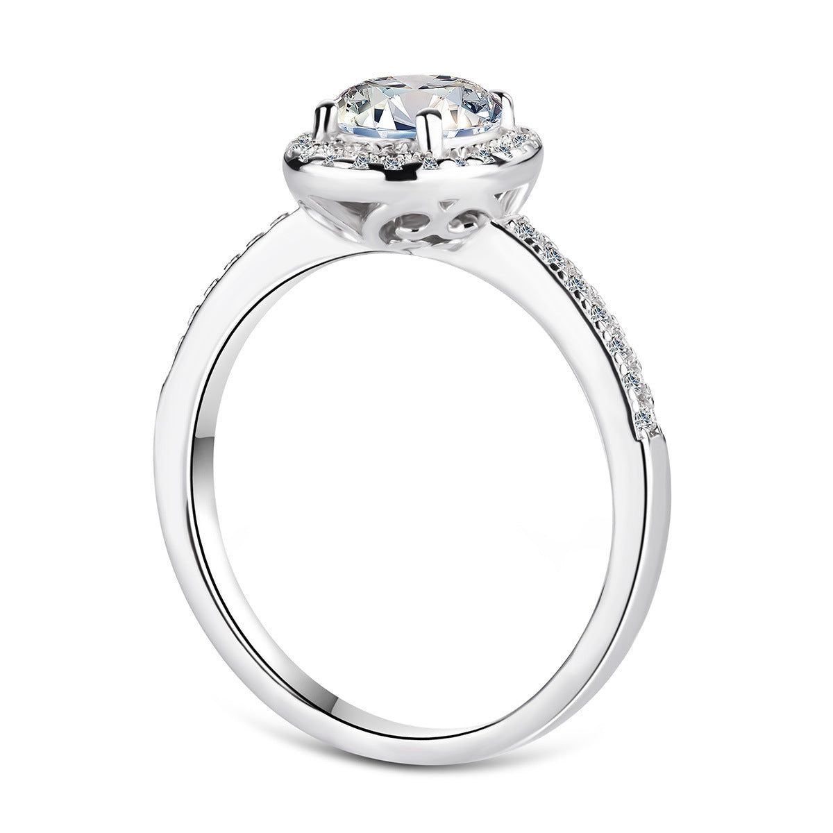 925 Sterling Silver PT950-Plated Oval Moissanite Solitaire Ring – Elegant ‘Pigeon Egg’ Gemstone Jewelry