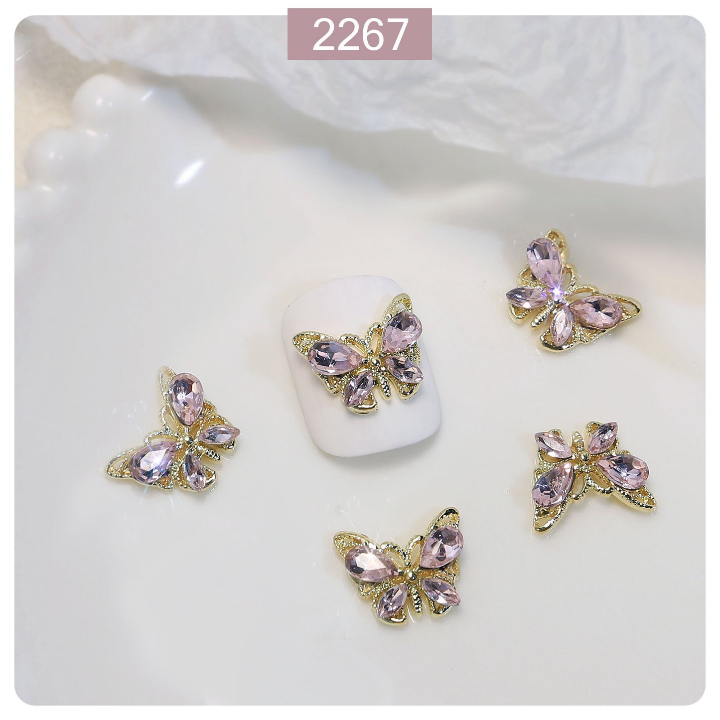 Dreamy Crystal Butterfly Nail Decorations