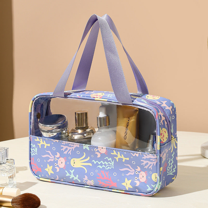 Ocean World Cosmetic Bags, PU Leather Clear Makeup Bag Travel Makeup Bag