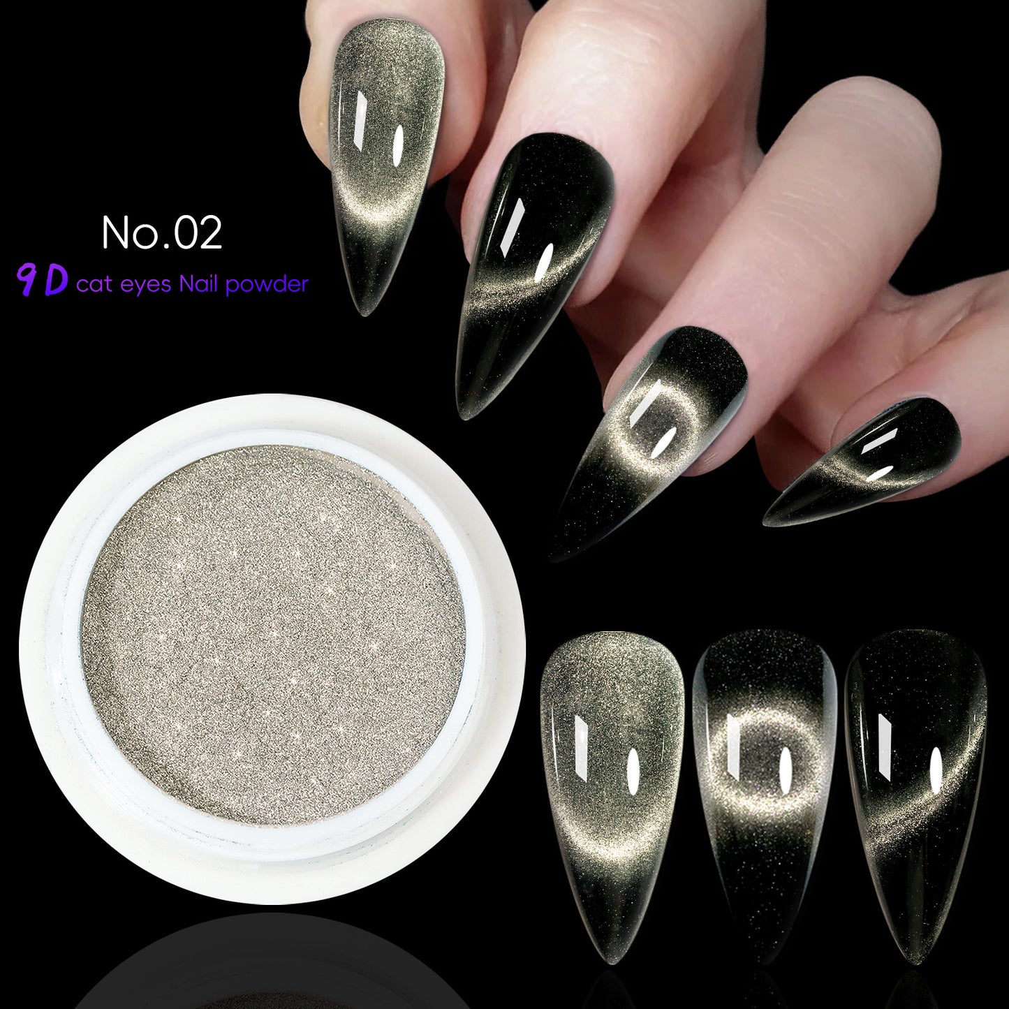 10 Colors Cat Eye Chrome Nail Powder Set Cat Eye Chrome Nail Powder Set With a Small Brush