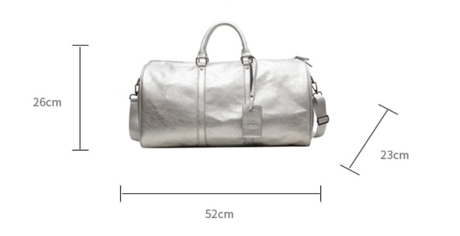 Metallic Silver Travel Duffel Bag – Sleek, Spacious, and Perfect for Every Journey