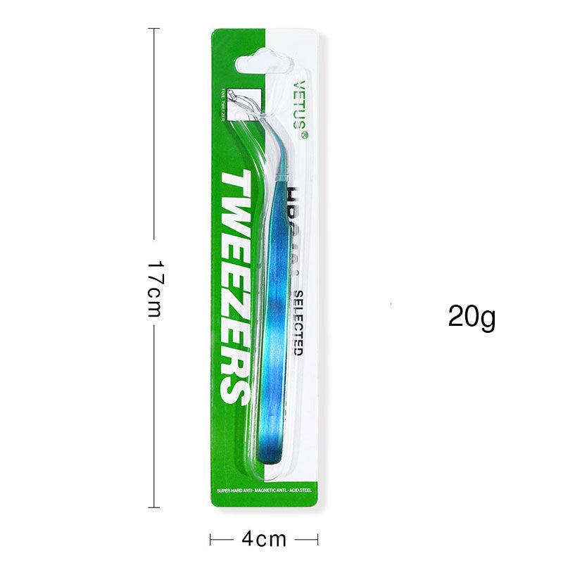Straight and Curved Tip Tweezers Eyelash Extension Tweezers, Stainless Steel False Lash Application Tools (Iridescence)