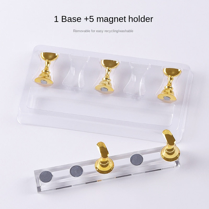 5 PCS Magnetic Nail Tips Practice Holders with Nail Stand Acrylic Nail Art Display Stand