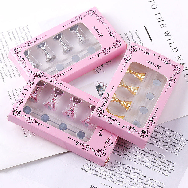 5 PCS Magnetic Nail Tips Practice Holders with Nail Stand Acrylic Nail Art Display Stand