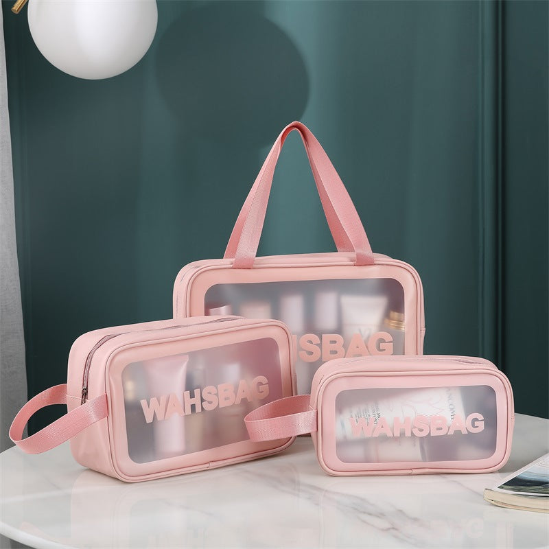 Classic Cosmetic Bags (3 different colors), PU Leather Clear Makeup Bag Travel Makeup Bag
