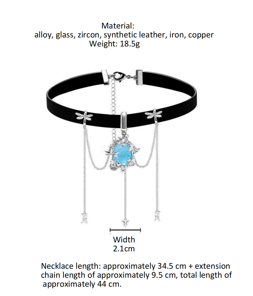 (Stainless)Edgy Blue Ice-Flower Glass Choker
