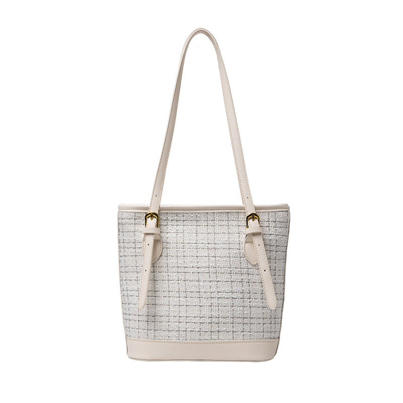 Large-Capacity Plaid Woolen Tote Bag