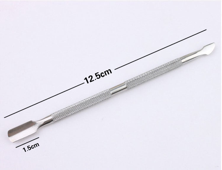 Cuticle Pusher Tool and Spoon Nail Cleaner - Professional Grade Stainless Steel Cuticle Remover and Cutter - Durable Manicure and Pedicure Tool - for Fingernails and Toenails (Silver)