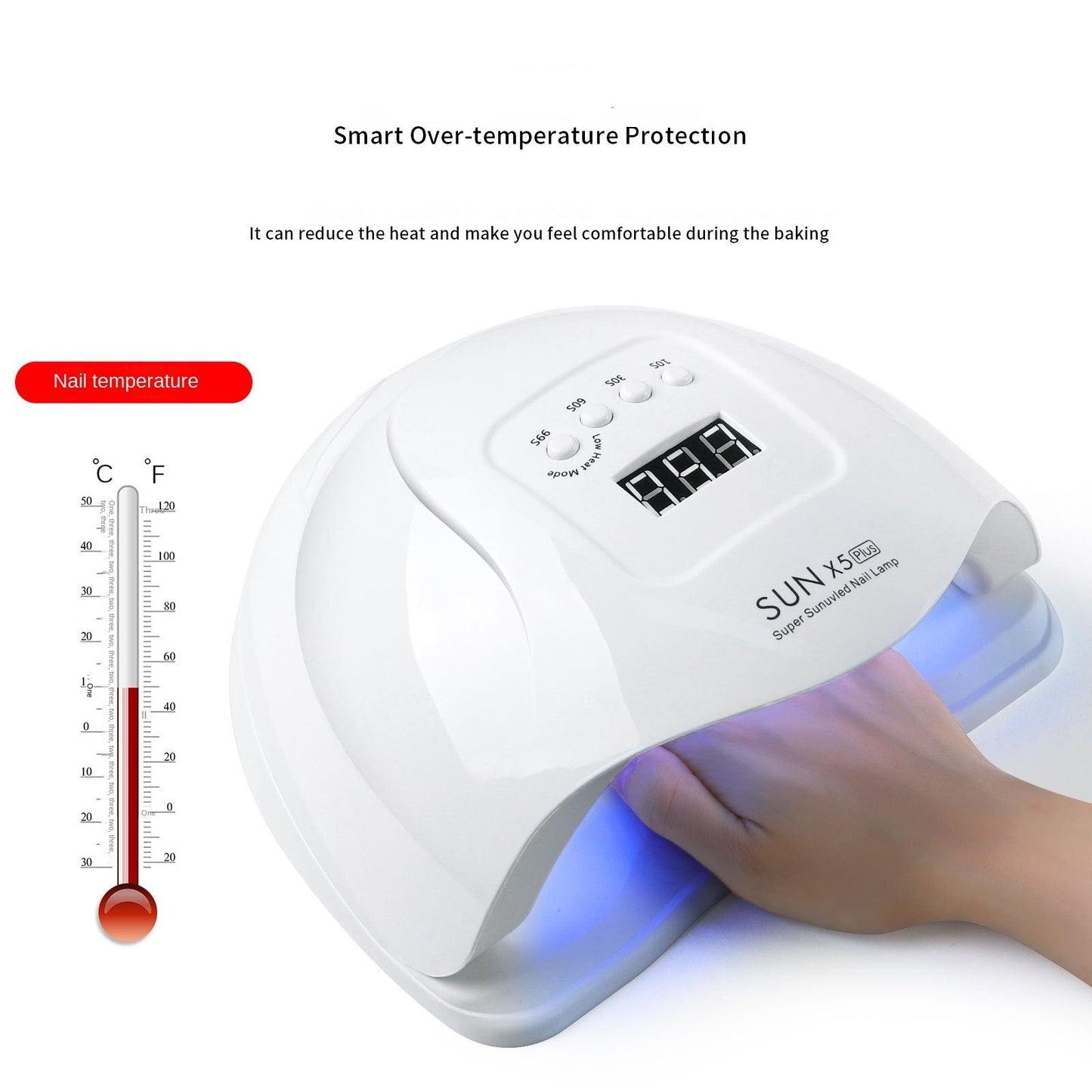 SUN x5plus 120W UV Nail Lamp, Professional LED Nail Lamp UV Light for Gel Polish Nails, Fast Drying Nail Dryer Nail Light with 4 Timers