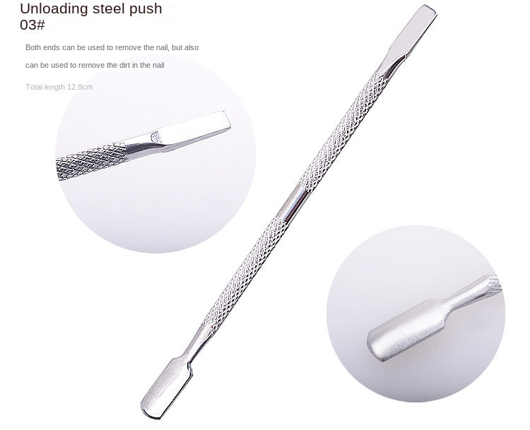 Cuticle Pusher Tool and Spoon Nail Cleaner - Professional Grade Stainless Steel Cuticle Remover and Cutter - Durable Manicure and Pedicure Tool - for Fingernails and Toenails (Silver)