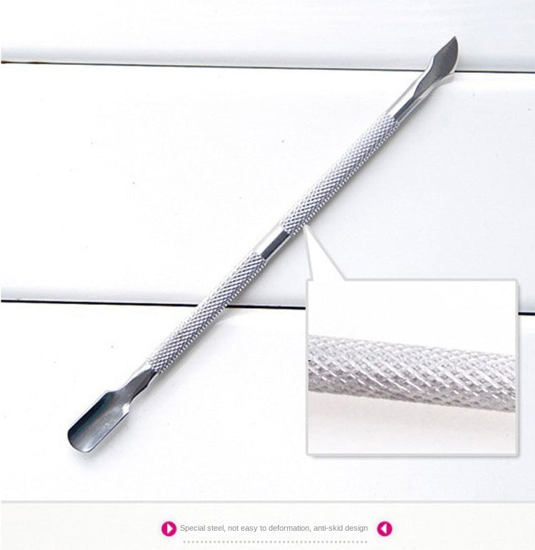 Cuticle Pusher Tool and Spoon Nail Cleaner - Professional Grade Stainless Steel Cuticle Remover and Cutter - Durable Manicure and Pedicure Tool - for Fingernails and Toenails (Silver)