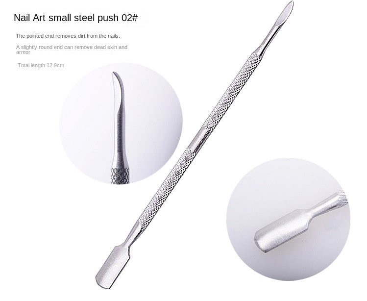 Cuticle Pusher Tool and Spoon Nail Cleaner - Professional Grade Stainless Steel Cuticle Remover and Cutter - Durable Manicure and Pedicure Tool - for Fingernails and Toenails (Silver)