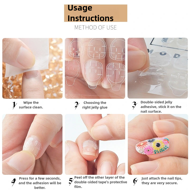 Strong Nail Glue Stickers for Press Ons Nails Waterproof Breathable Jelly Double Sided Adhesive Nail Tabs 10 Sheets（240 pcs）