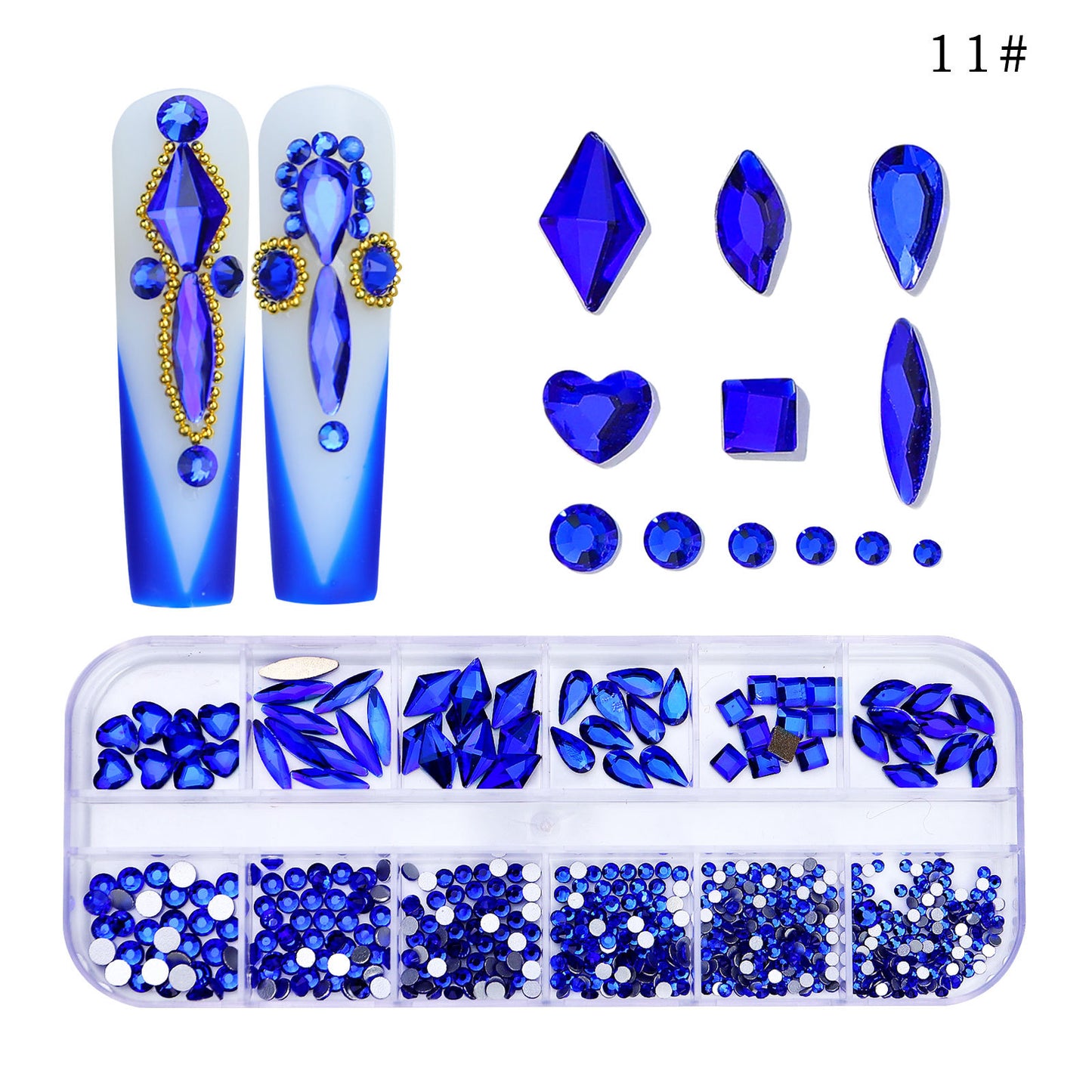 All the Nail Rhinestones you Want! (12 different Shape of 3D Gems, 28 different colors)
