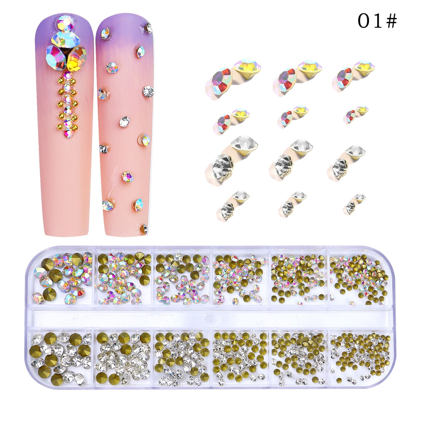 All the Nail Rhinestones you Want! (12 different Shape of 3D Gems, 28 different colors)