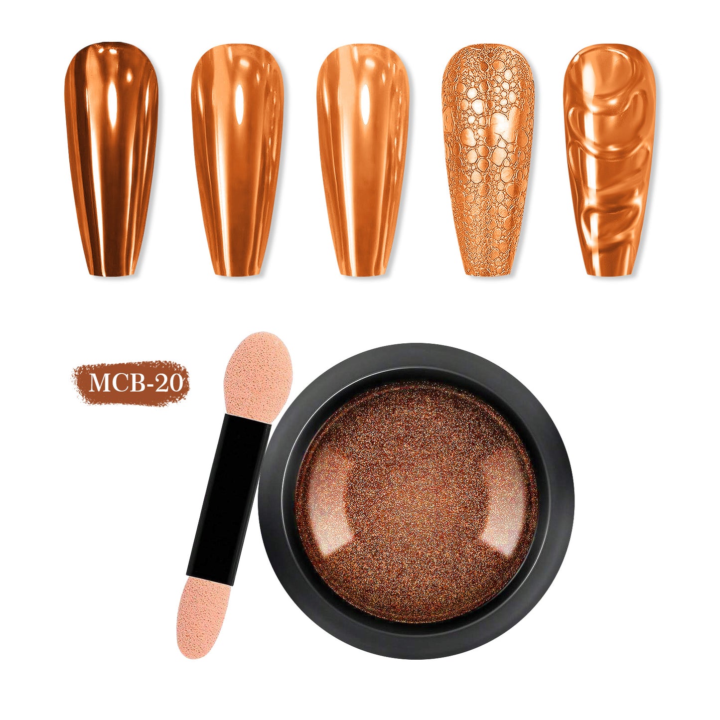 20 Jars Chrome Nail Powder with 20 Brushes Nail Art Glitter Decoration Metallic Mirror Effect