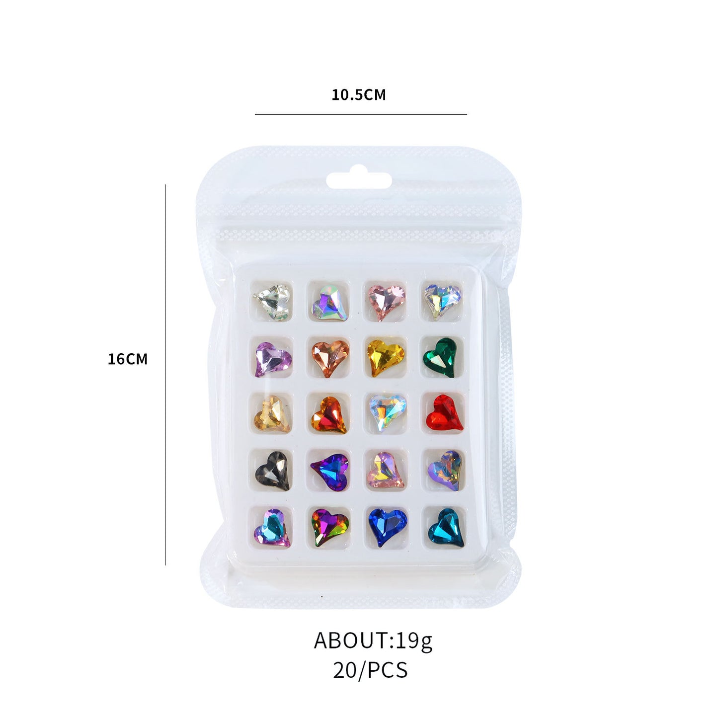 20PCS Heart-Shape 3D Flatback Crystal for Nail Arts