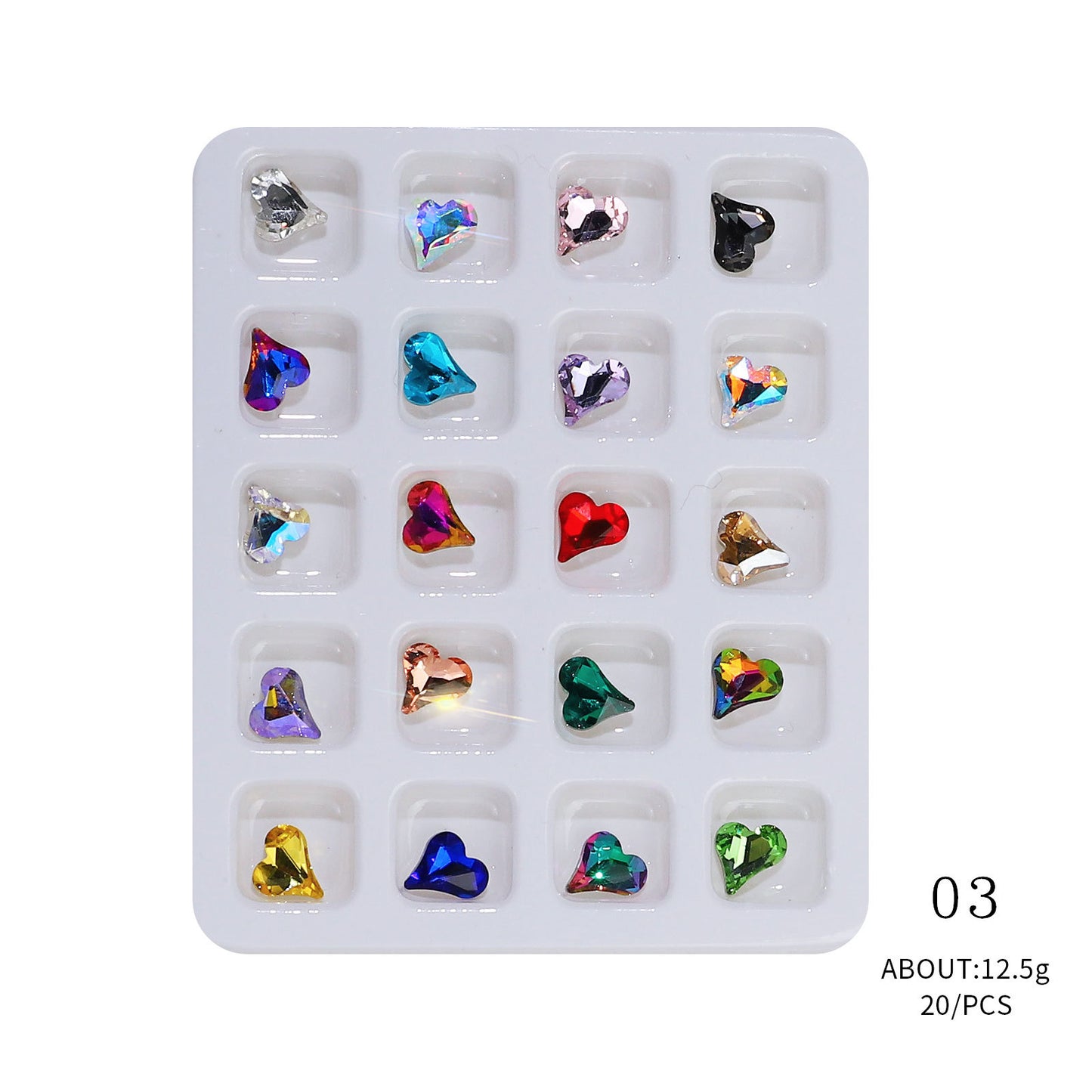 20PCS Heart-Shape 3D Flatback Crystal for Nail Arts