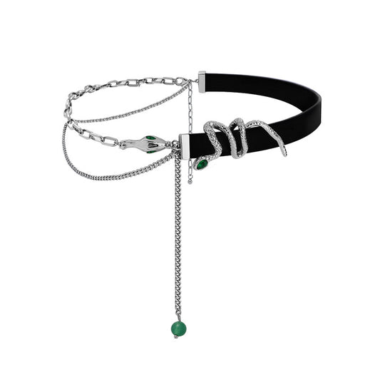 (Stainless)Unique Snake Leather Patchwork Choker