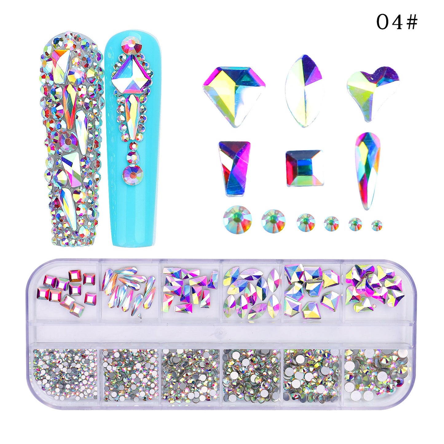 All the Nail Rhinestones you Want! (12 different Shape of 3D Gems, 28 different colors)