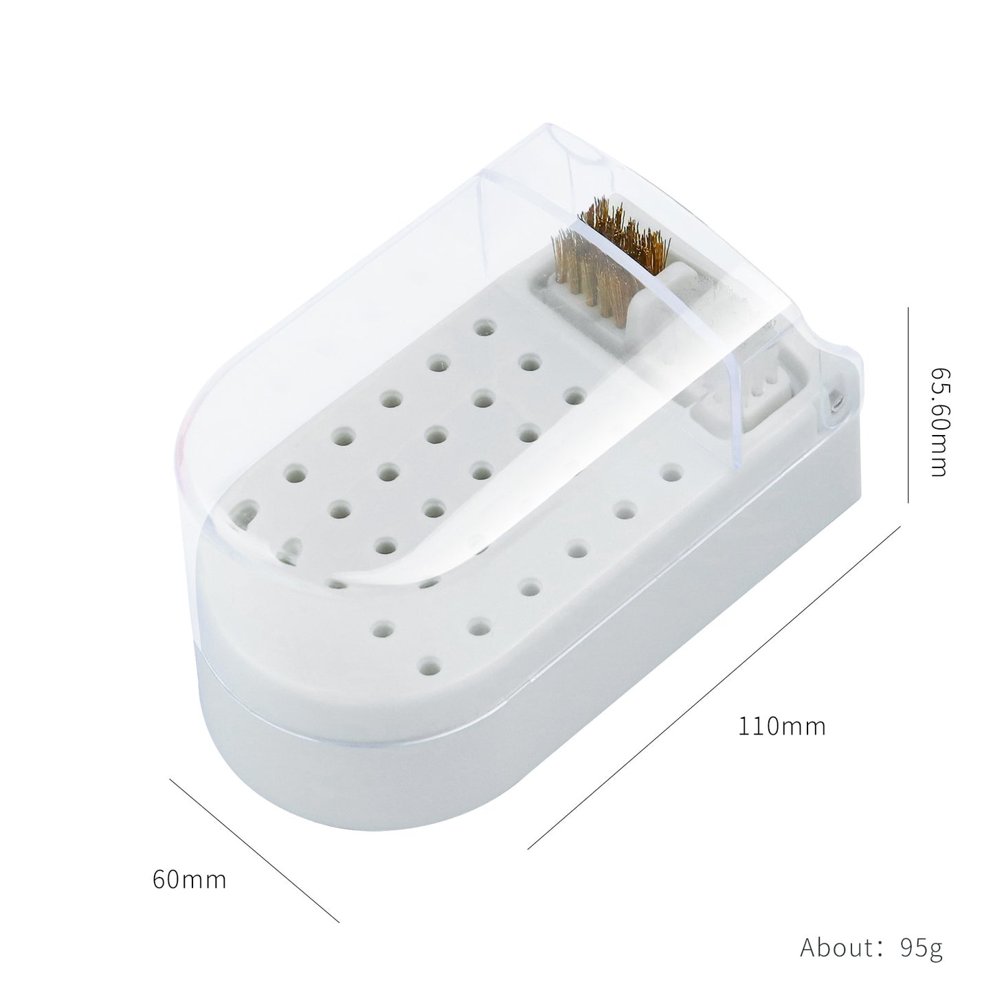 2 in 1 Nail Drill Bit Holder and Nail Drill Bits Cleaner Brush Case, 30 Holes Dust-proof Nail Bit Holder Organizer Display Storage Box, Nail Bit Cleaning