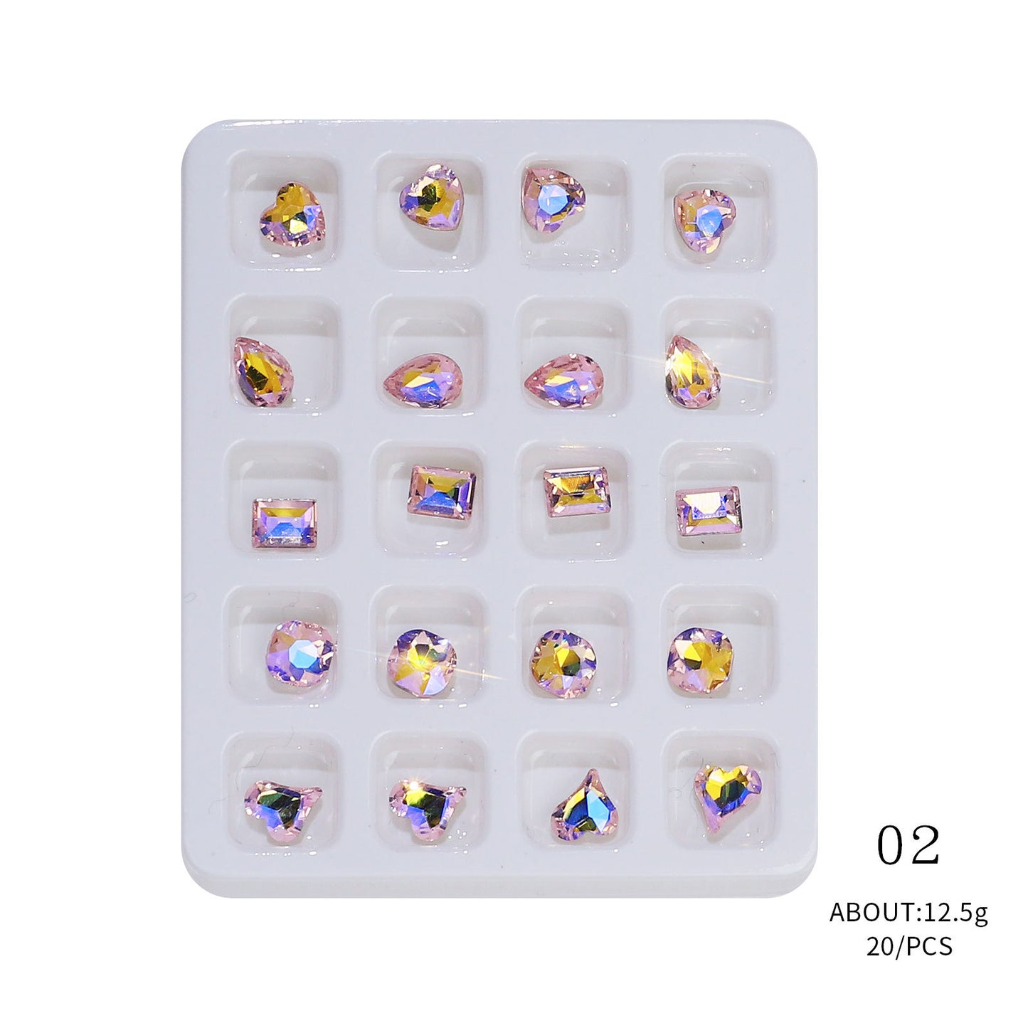 20PCS Heart-Shape 3D Flatback Crystal for Nail Arts