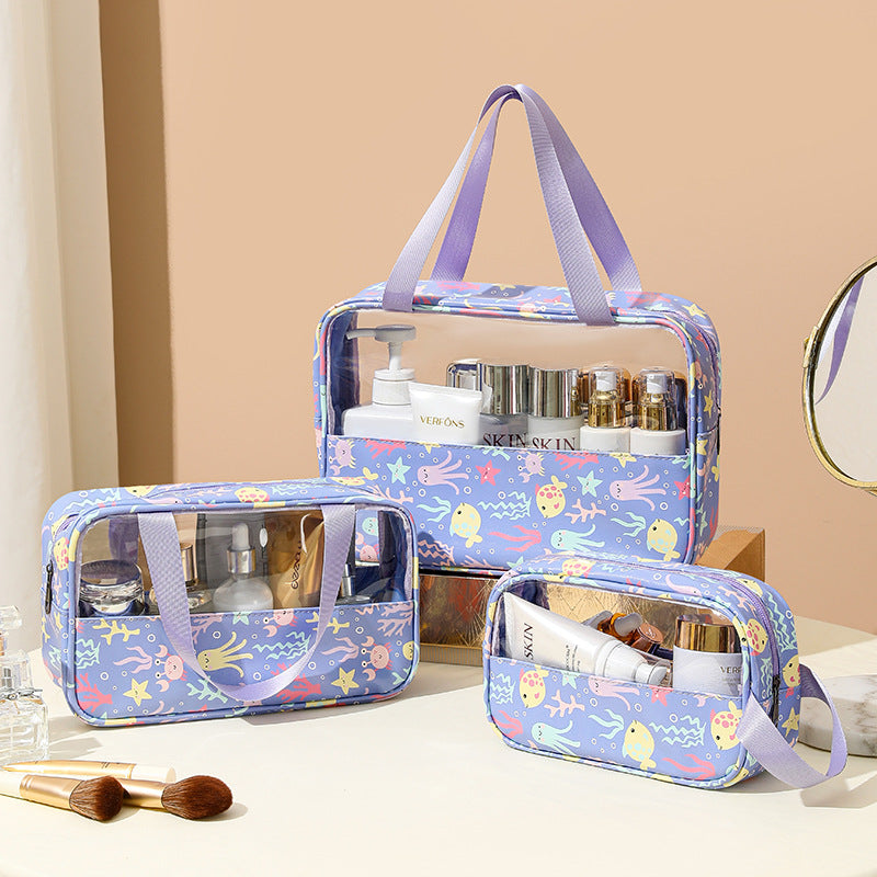 Ocean World Cosmetic Bags, PU Leather Clear Makeup Bag Travel Makeup Bag