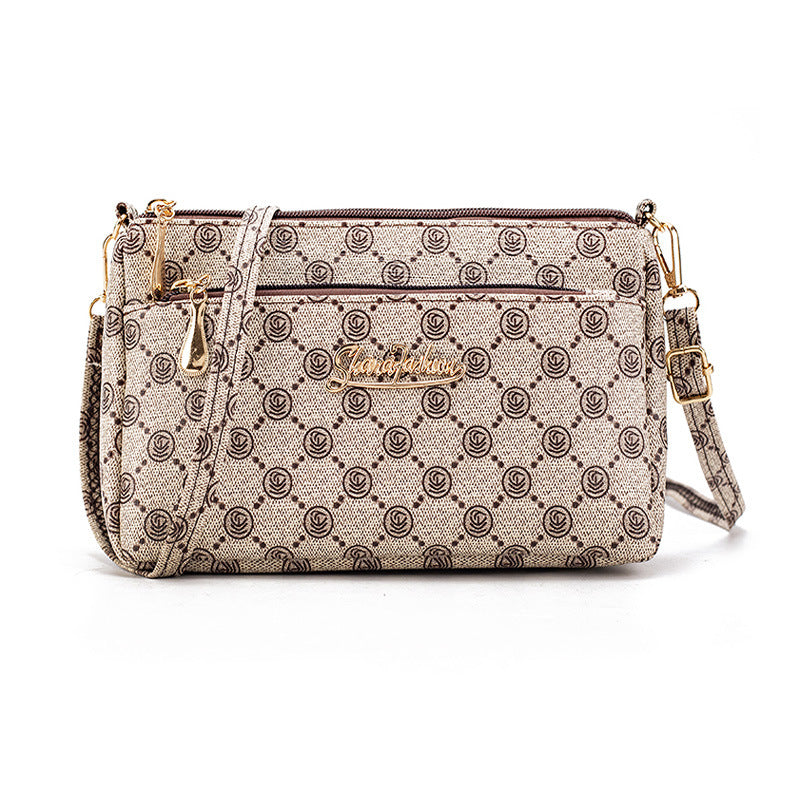Printed Practical Multi-Layer Shoulder Bag