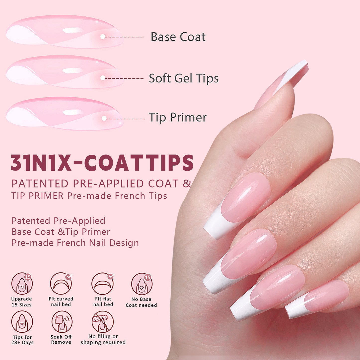 15 Different Nail Tips (150 PCS, 14 different sizes)