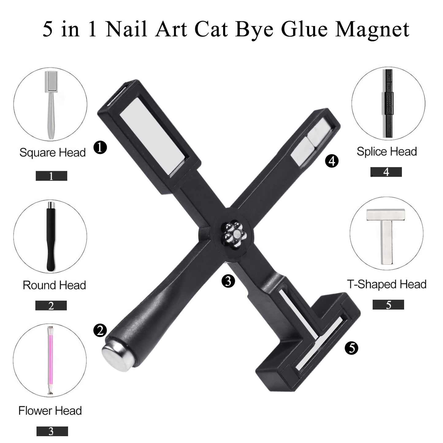 5 in 1 Nail Magnet, Multifunctional Cat Eye Gel Nail Polish Magnet for Nail Art, Strong Magnetic Nail Polish Magnets Nail Design Tools