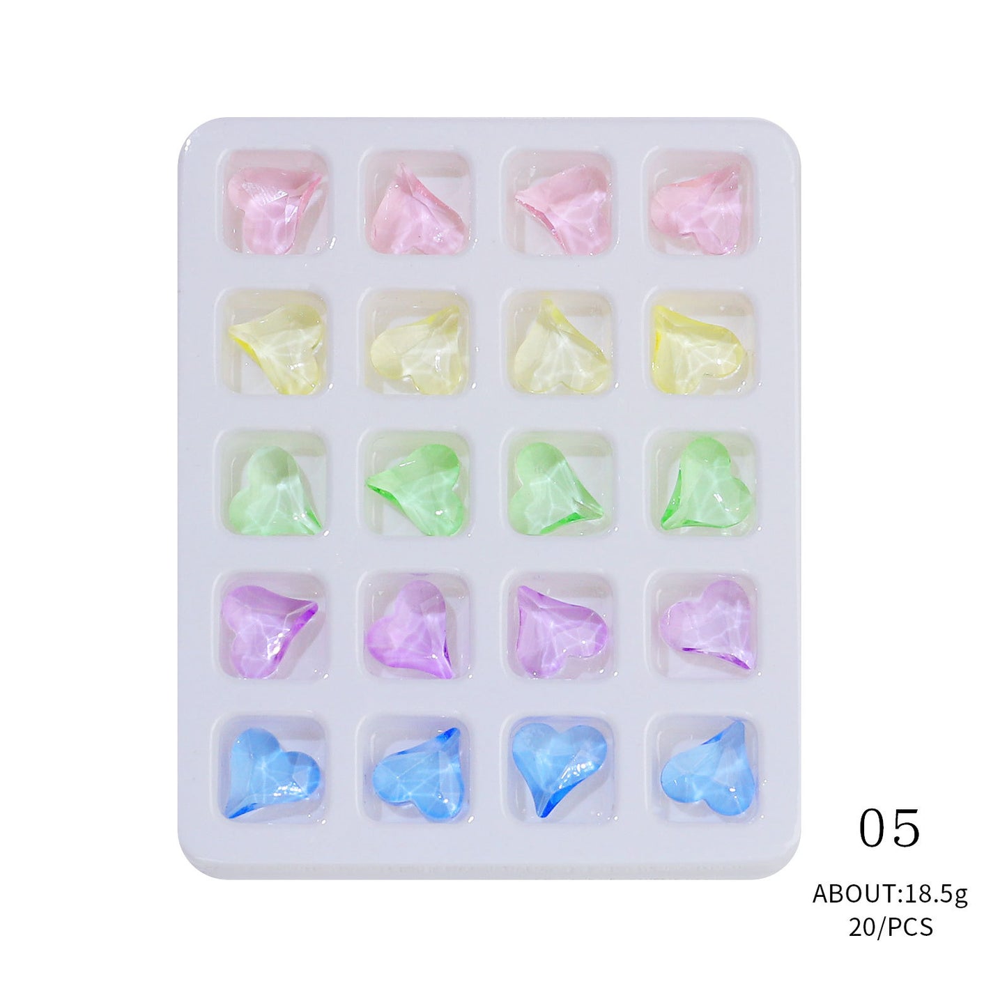 20PCS Heart-Shape 3D Flatback Crystal for Nail Arts