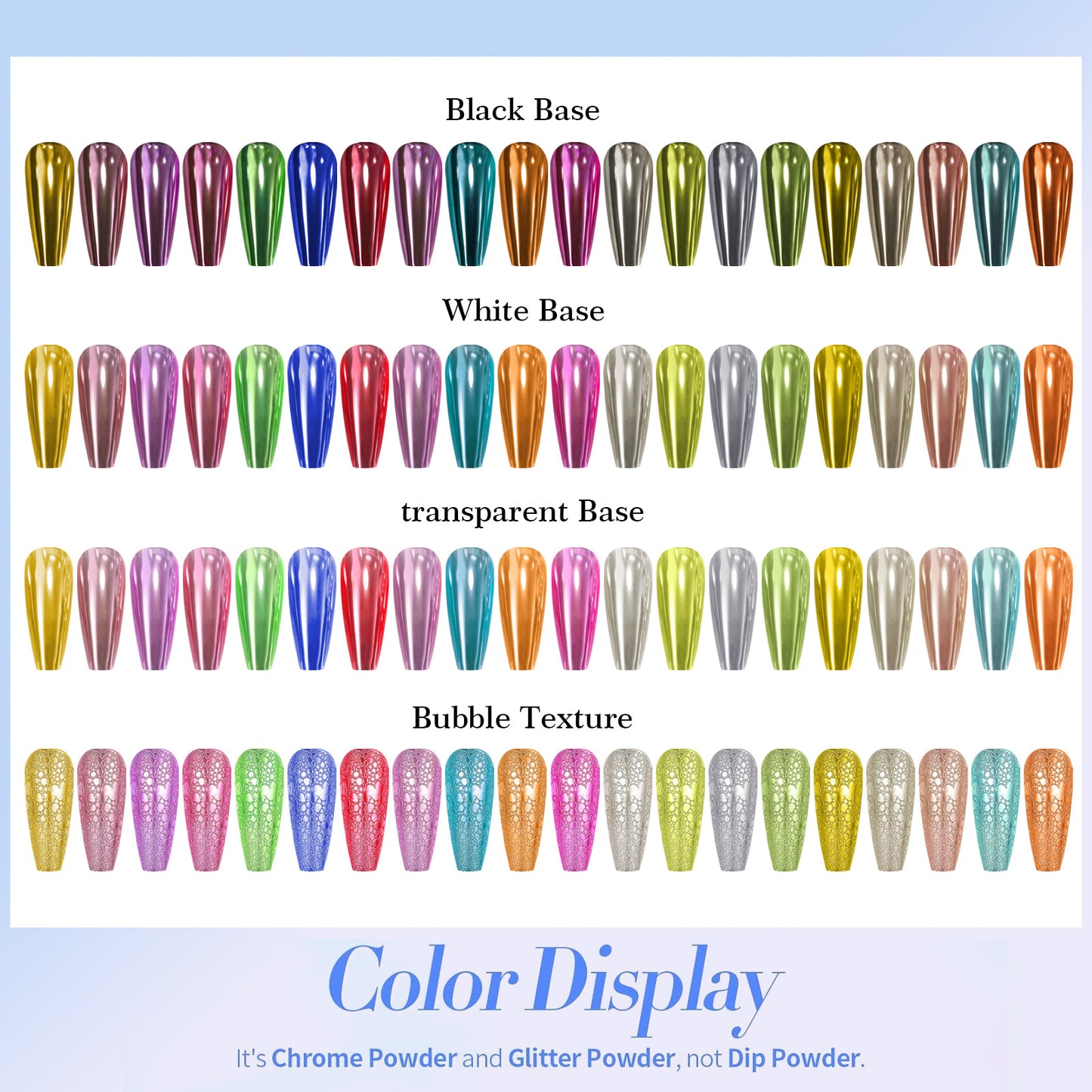 20 Jars Chrome Nail Powder with 20 Brushes Nail Art Glitter Decoration Metallic Mirror Effect