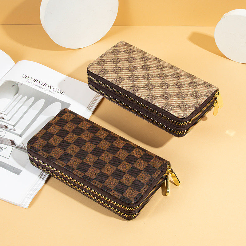 Elegant Checkerboard PU Leather Wallet
