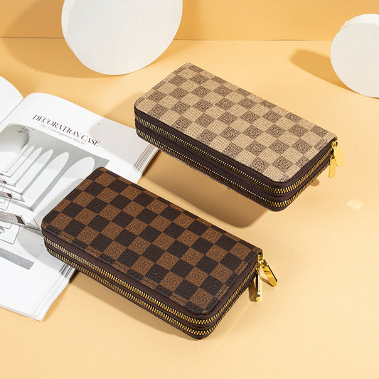 Elegant Checkerboard PU Leather Wallet