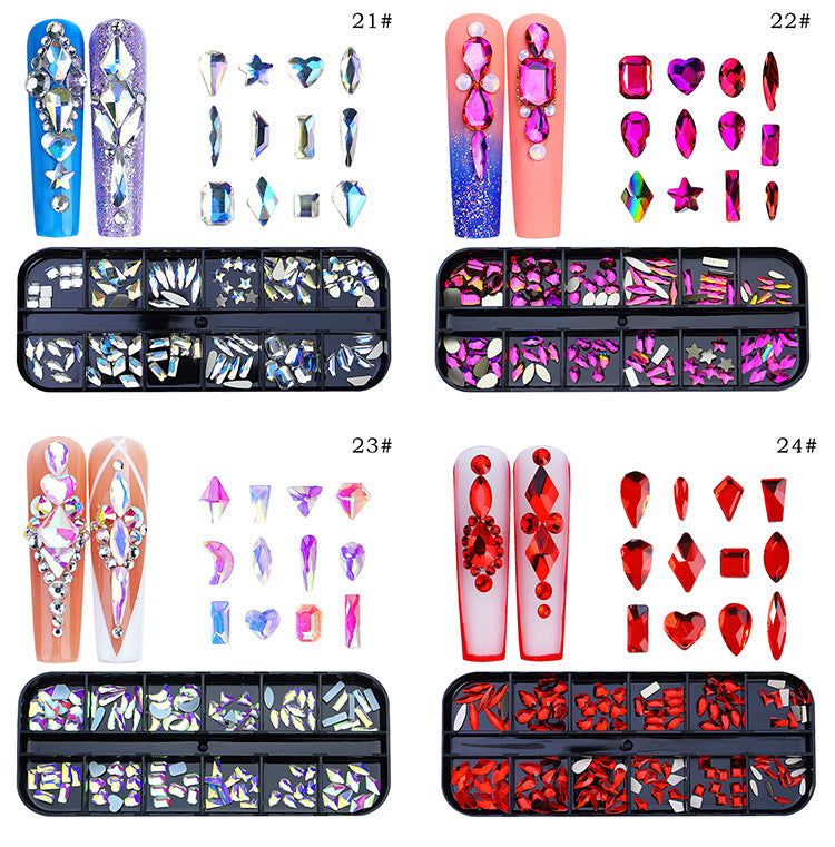All the Nail Rhinestones you Want! (12 different Shape of 3D Gems, 28 different colors)