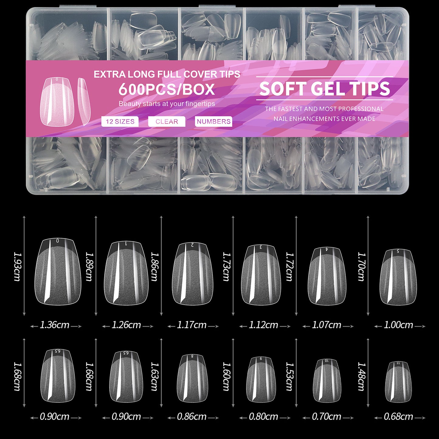 600PCS Nail Tips (6 different shapes)