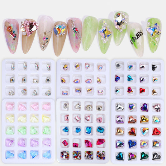 20PCS Heart-Shape 3D Flatback Crystal for Nail Arts