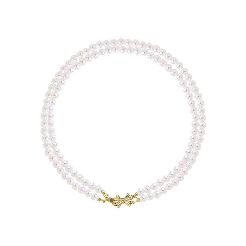 (Stainless)Butterfly Charm Pearl Necklace | A Fusion of Classic Elegance and Modern Style