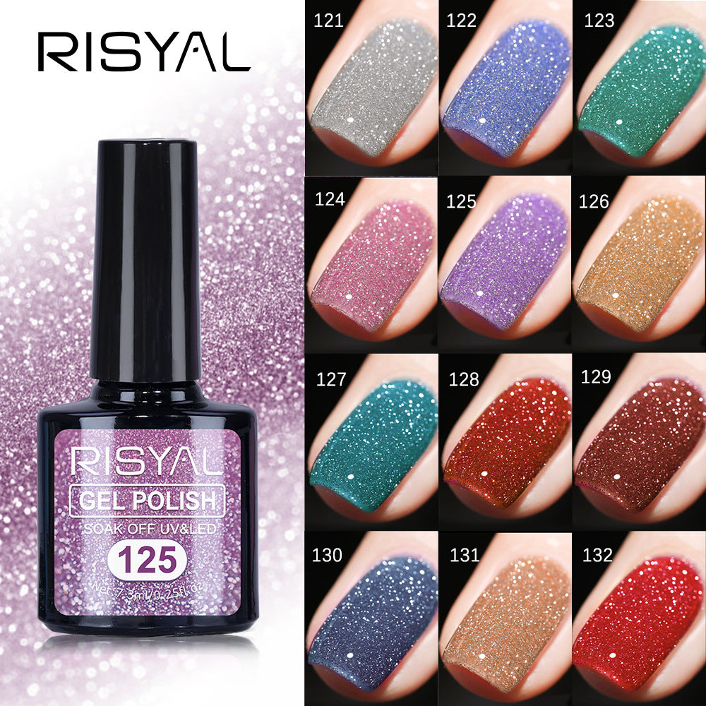 7.3ml Diamond Gel Nail Polish with 12 Different Color, Reflective Glitter Gel Polish, Sparkly Shiny Gel Nail Art Varnish Manicure Kit, Soak Off LED Lamp