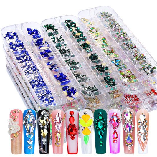 All the Nail Rhinestones you Want! (12 different Shape of 3D Gems, 28 different colors)