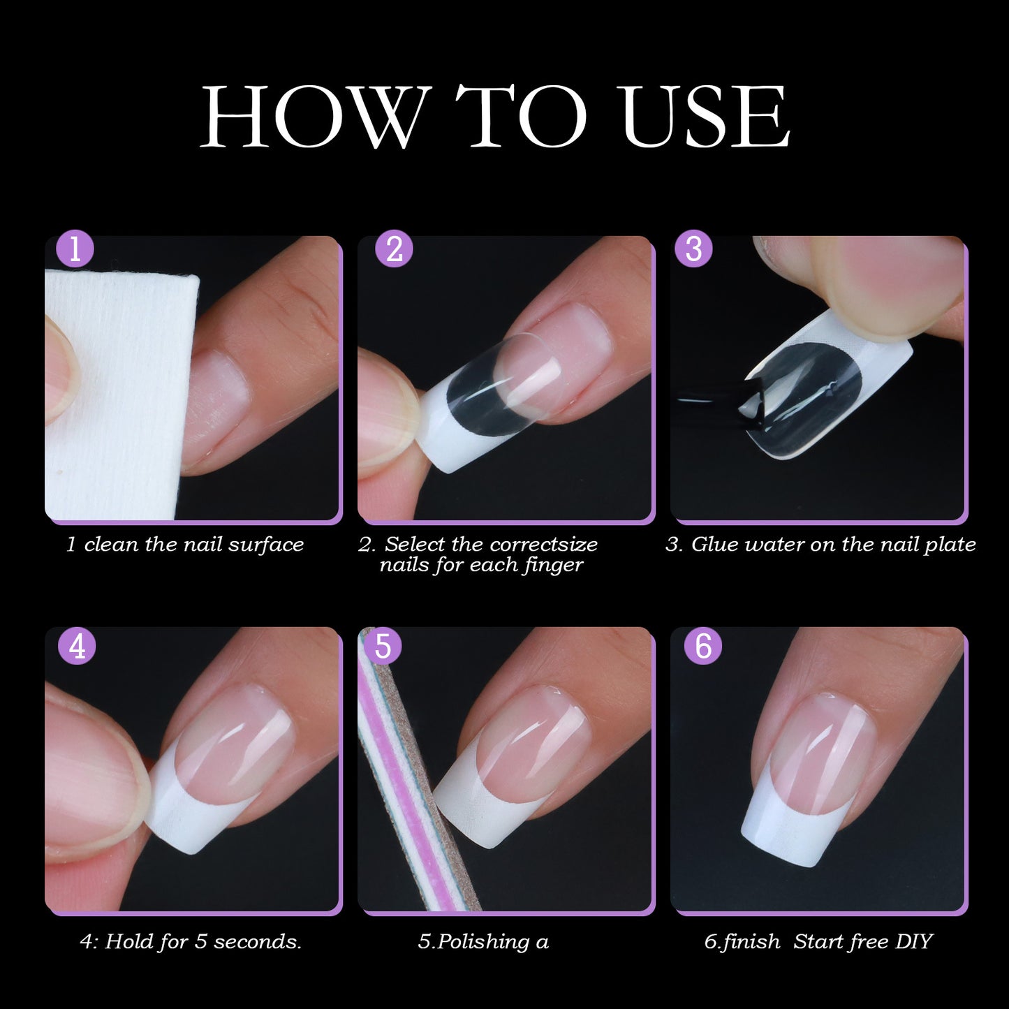 120PCS Almond French Tip Nails & Coffin French Tip Nails & Square French Tip Nails (11 different sizes)